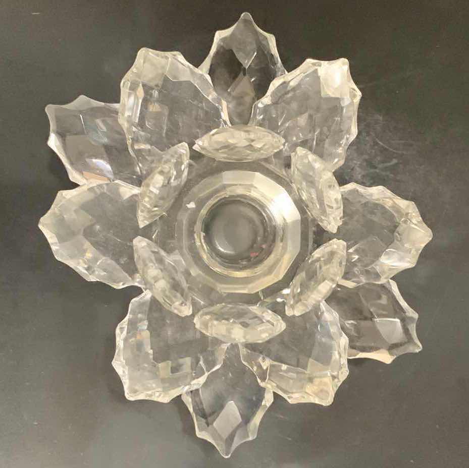 Photo 1 of SET OF 2 CRYSTAL LILY CANDLE HOLDERS