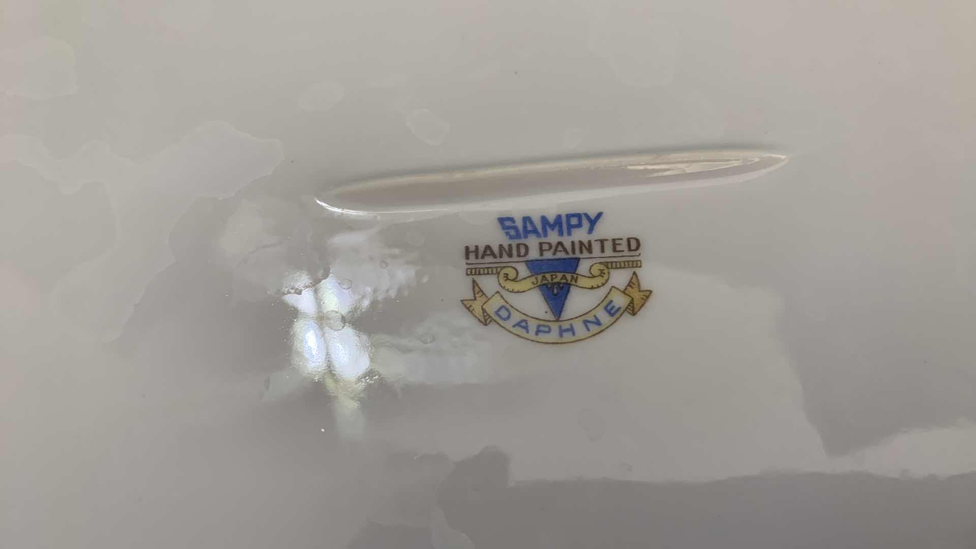 Photo 1 of SAMPY HAND PAINTED DAPHNE PLATTER, GRAVY BOAT, SERVING BOWLS VINTAGE (5 PIECES)