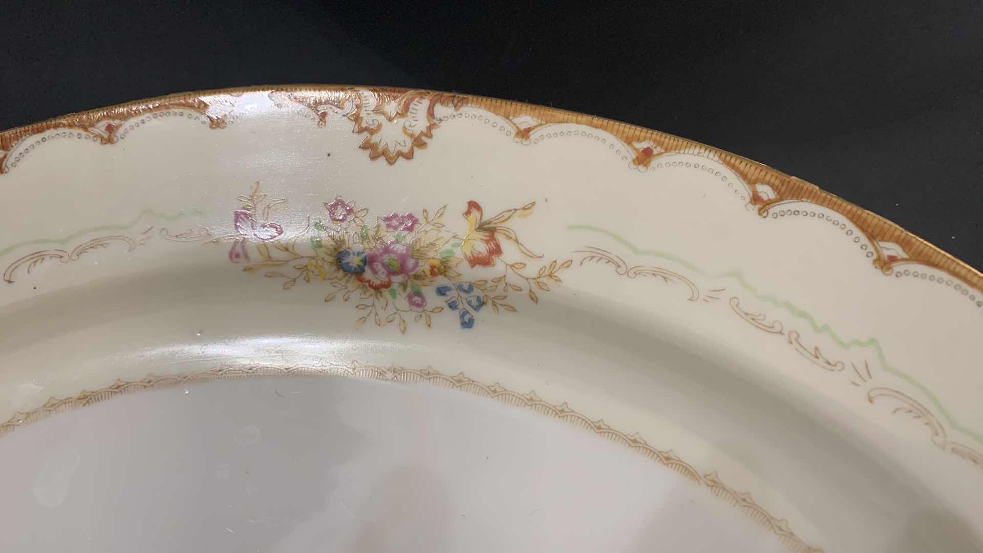 Photo 1 of SAMPY HAND PAINTED DAPHNE PLATTER, GRAVY BOAT, SERVING BOWLS VINTAGE (5 PIECES)