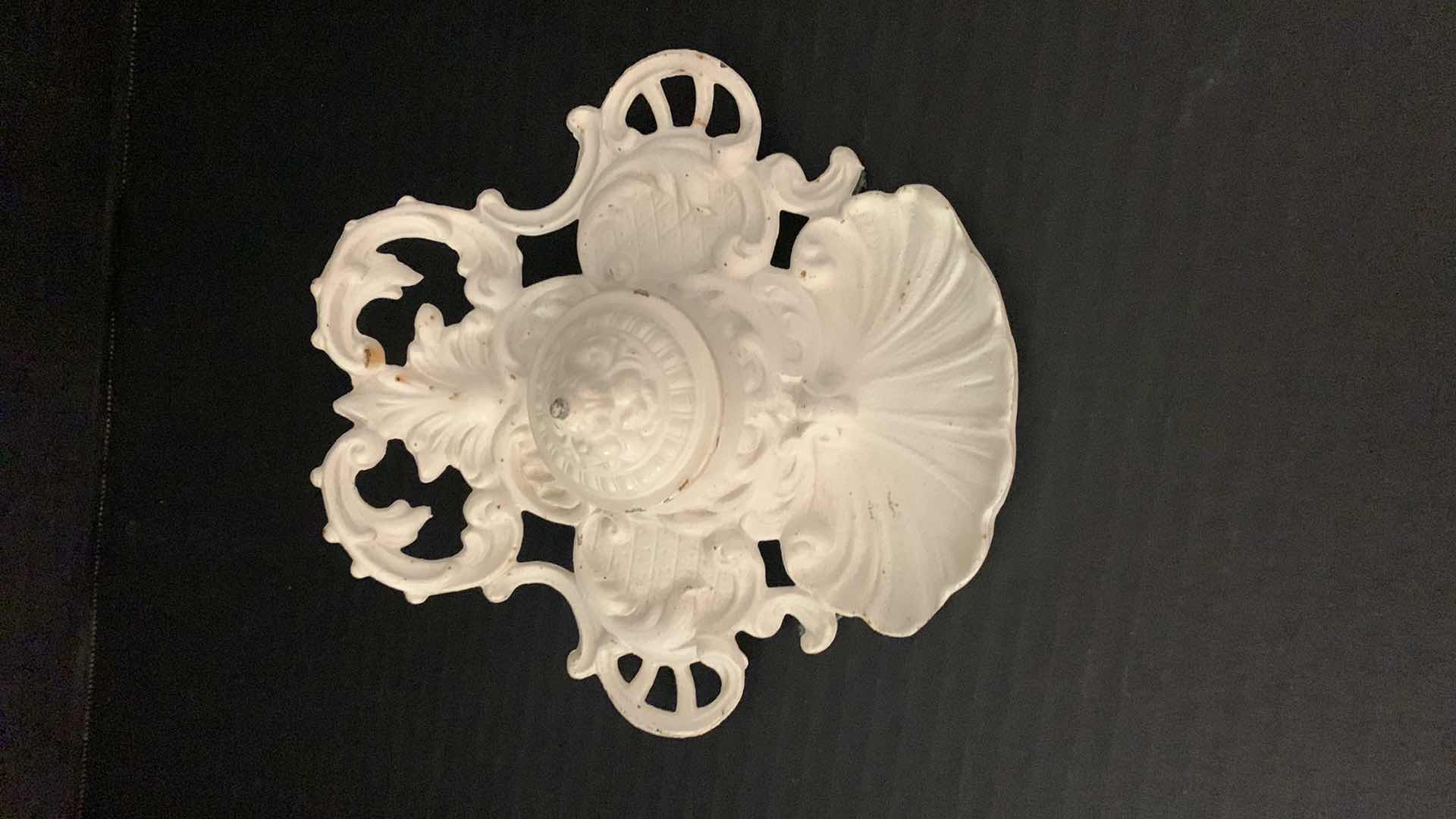 Photo 1 of CAST IRON INK WELL AND CAST IRON FLORAL DECOR