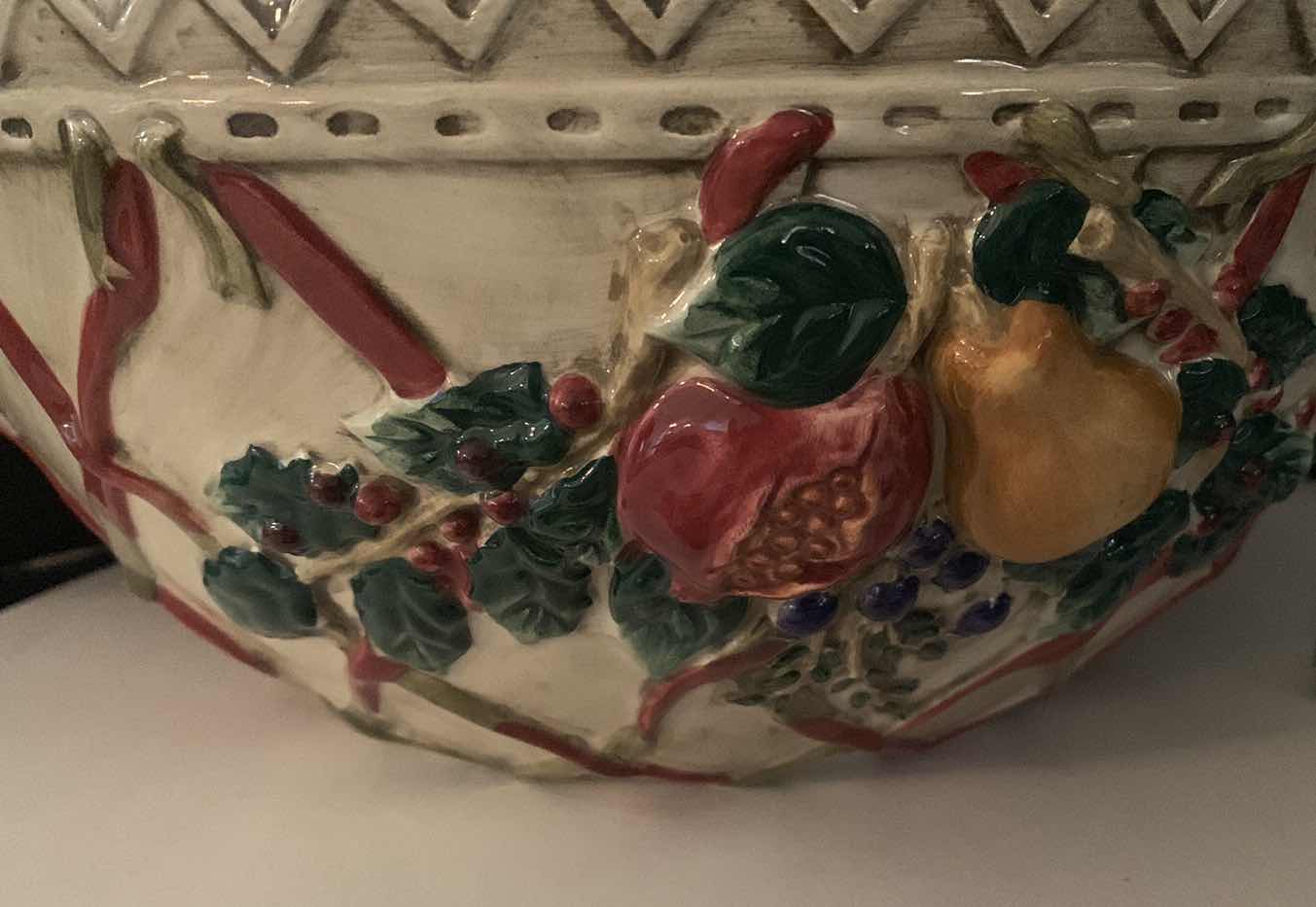 Photo 1 of 11.5” CERAMIC BOWL WITH FRUIT DECOR AND COLLECTIBLE MAGNETS