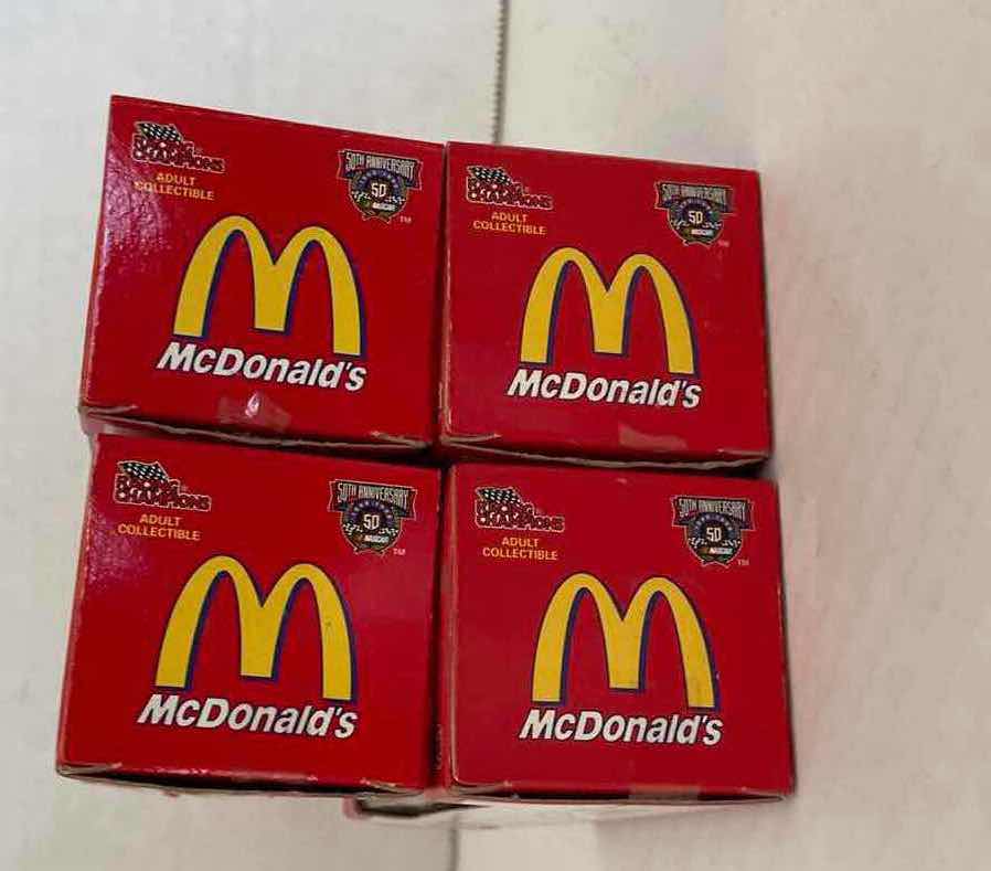 Photo 1 of McDONALDS CHAMPIONS LOT OF 4 COLLECTIBLE RED CAR 3.25” NASCAR #94 NEW