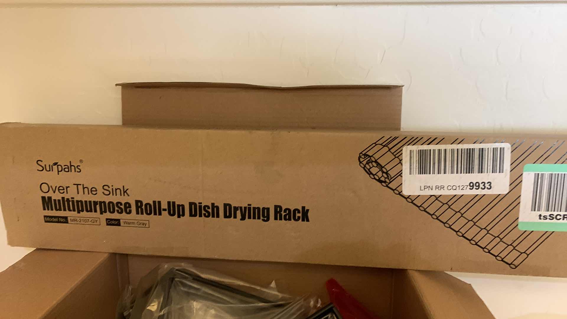 Photo 1 of OVER THE SINK ROLL UP DISH RACK AND A 3-WOODEN SHELF UNIT