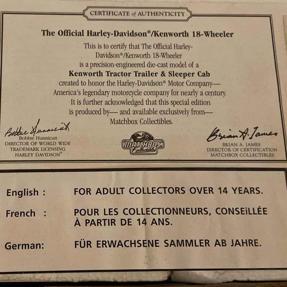 Photo 1 of MATCHBOX HARLEY DAVIDSON 18-WHEELER