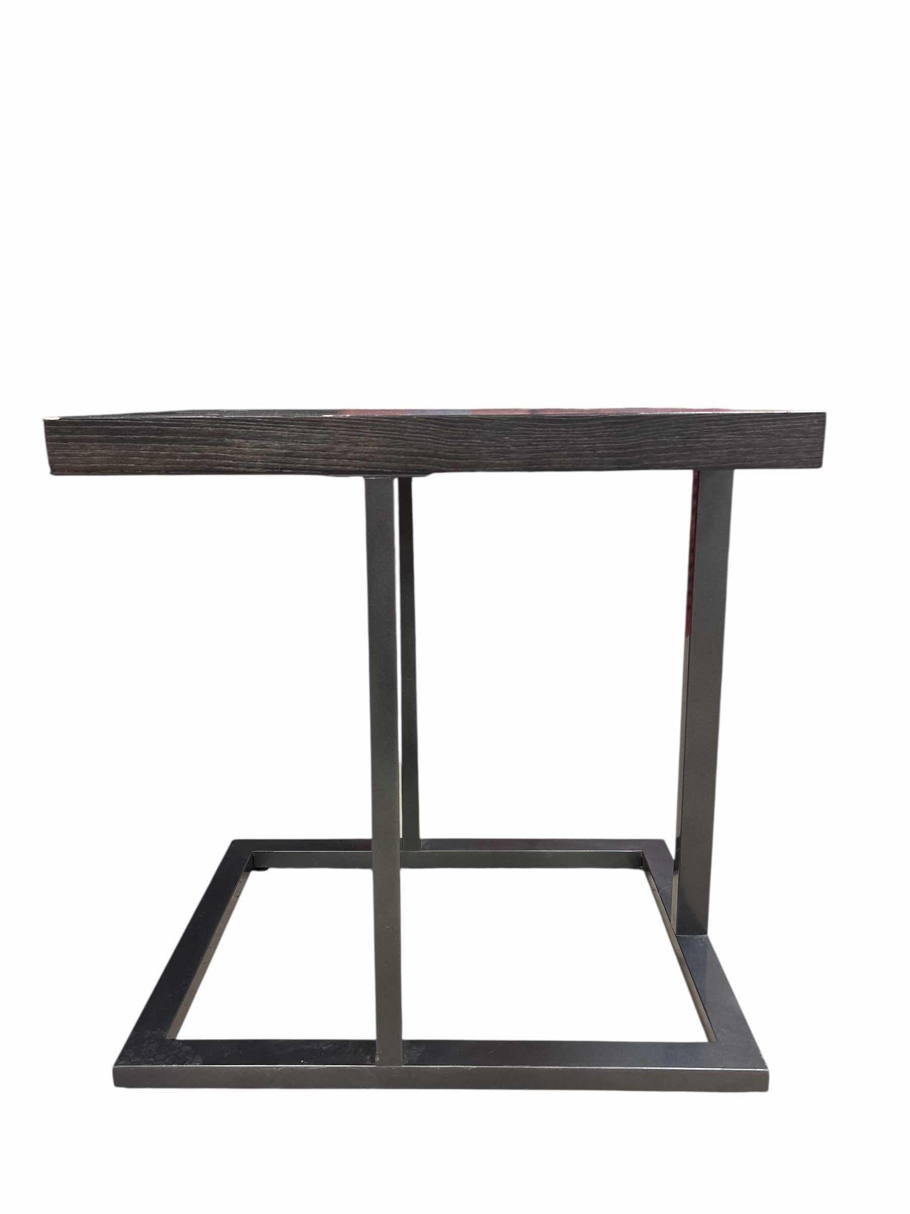 Photo 1 of INDUSTRIAL C-SHAPE SIDE TABLE 24”X 18”X H25”