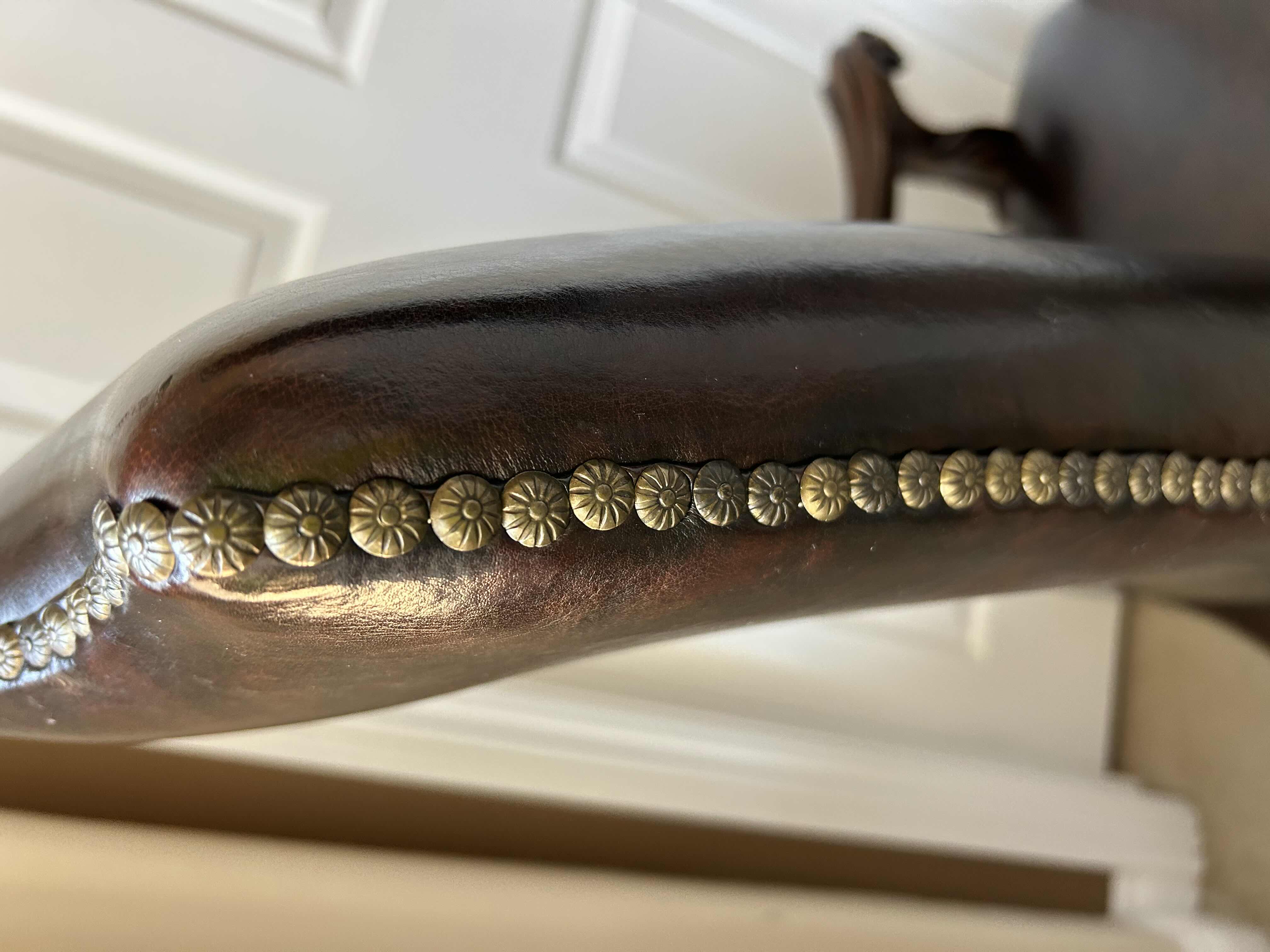 Photo 5 of LEATHER DINING ARMCHAIR WITH CROSS DETAIL ON CORNER AND STUDS EMBELISHMENT 28” x 29” x 45