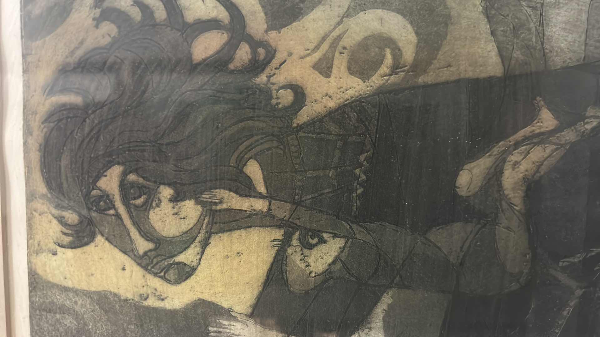 Photo 1 of VINTAGE SIGNED JACK BILANDER ETCHING ARTWORK 20 1/2” x 22 1/2”