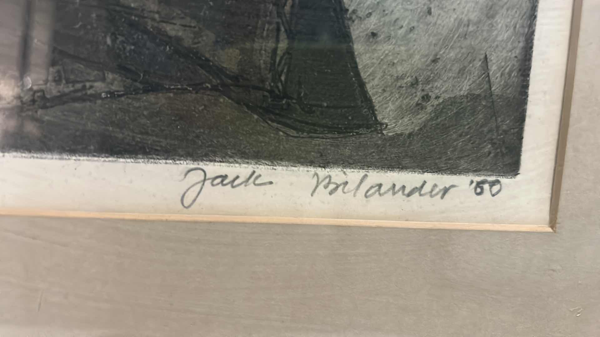 Photo 1 of VINTAGE SIGNED JACK BILANDER ETCHING ARTWORK 20 1/2” x 22 1/2”