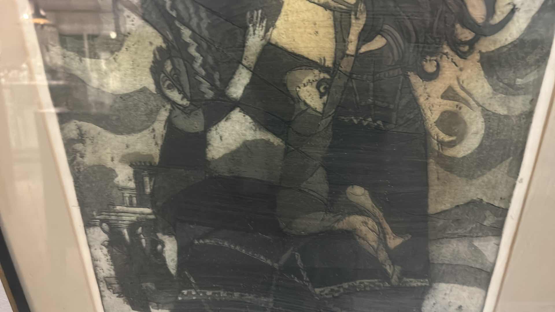 Photo 1 of VINTAGE SIGNED JACK BILANDER ETCHING ARTWORK 20 1/2” x 22 1/2”