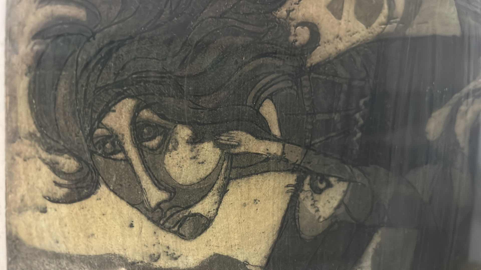 Photo 1 of VINTAGE SIGNED JACK BILANDER ETCHING ARTWORK 20 1/2” x 22 1/2”