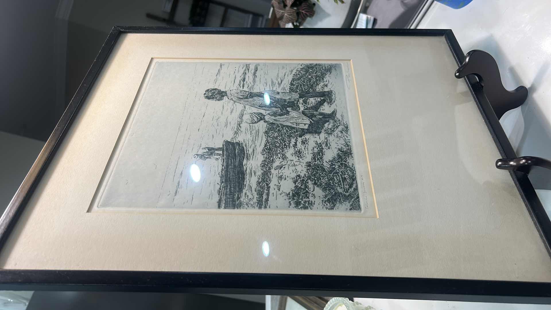 Photo 1 of FRAMED BLACK AND WHITE SIGNED ARTWORK 15 1/4” x 18 3/4”