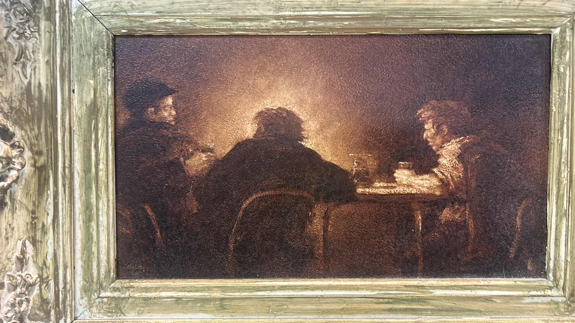 Photo 1 of ANTIQUE ORNATELY FRAMED SIGNED ARTWORK 18 1/2” x 13 1/2