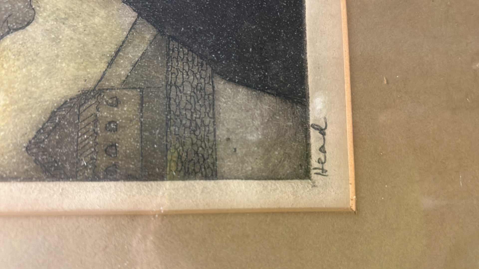 Photo 1 of VINTAGE FRAMED “ WOMANS HEAD” ORIGINAL ETCHING BY JACK BILANDER, SIGNED ARTWORK 12 1/4” x 14 1/4”