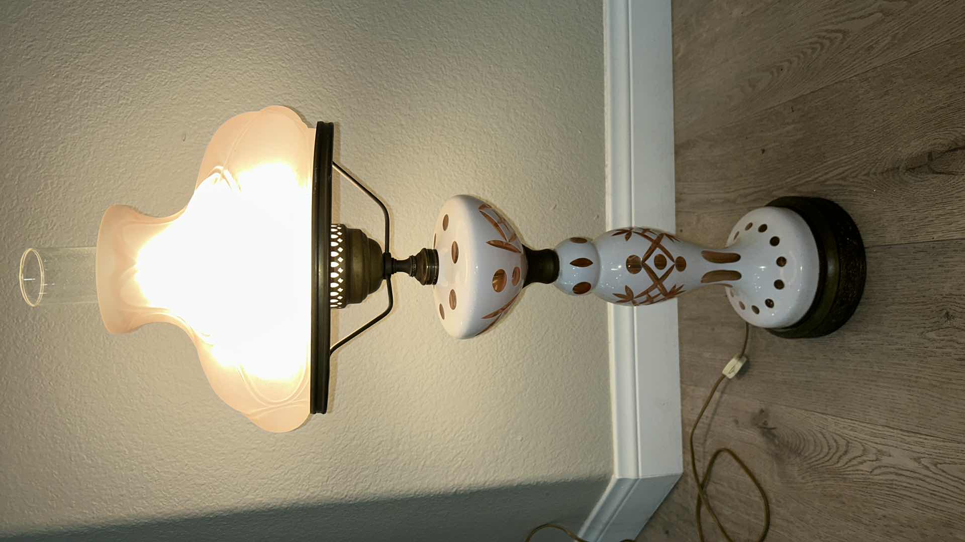 Photo 9 of VINTAGE GLASS HURRICANE LAMP H31”