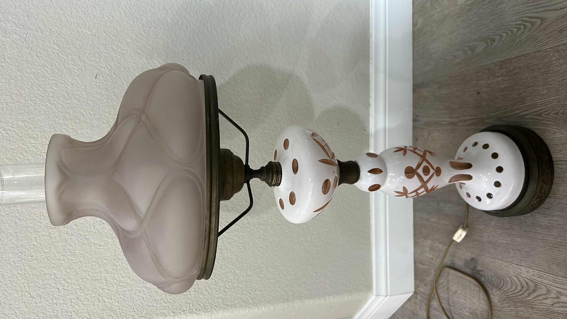 Photo 1 of VINTAGE GLASS HURRICANE LAMP H31”