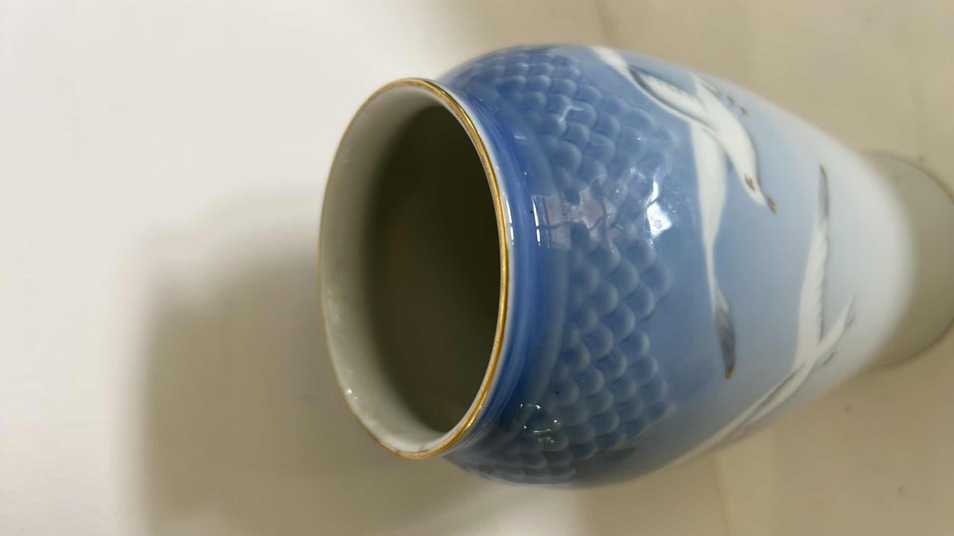 View 2 of NUMBERED B & G COPENHAGEN PORCELAIN SEAGULL VASE FROM DENMARK H8.5”