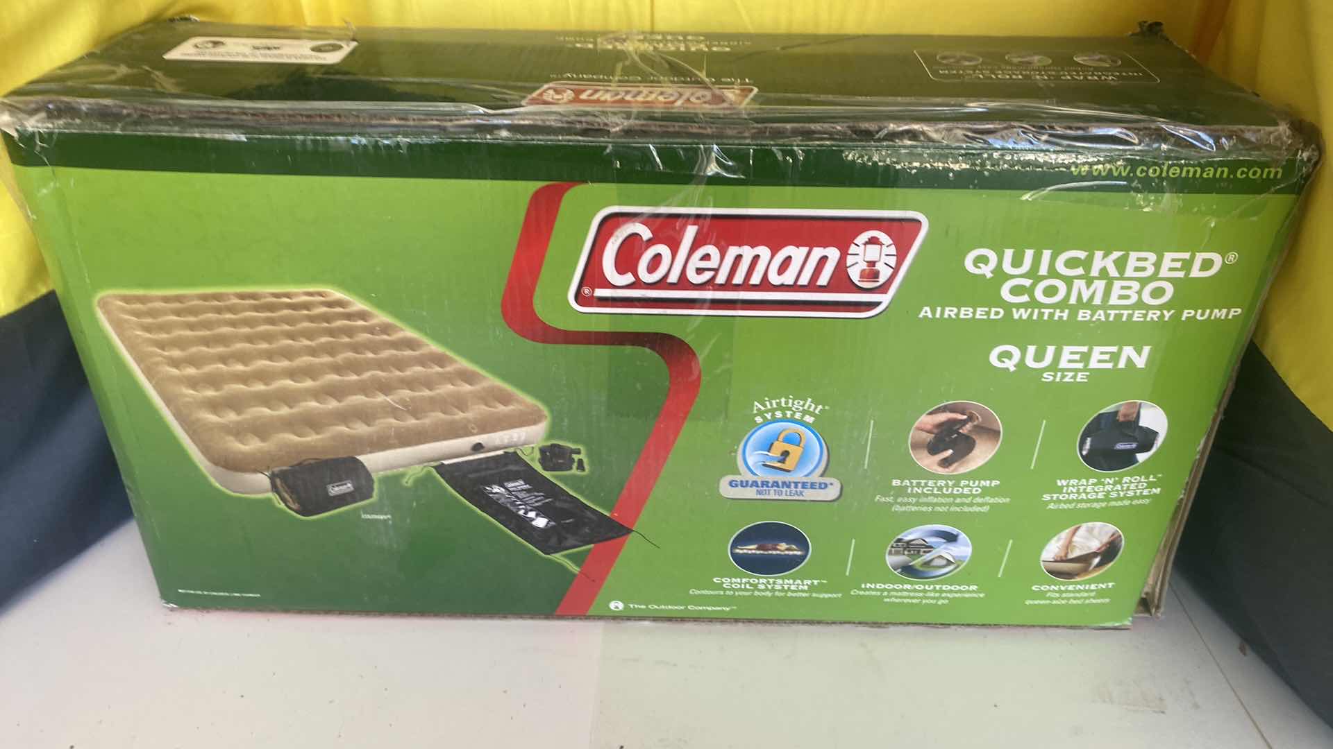 Photo 1 of COLEMAN QUEEN AIRBED WITH BATTERY PUMP & FITNESS MAT