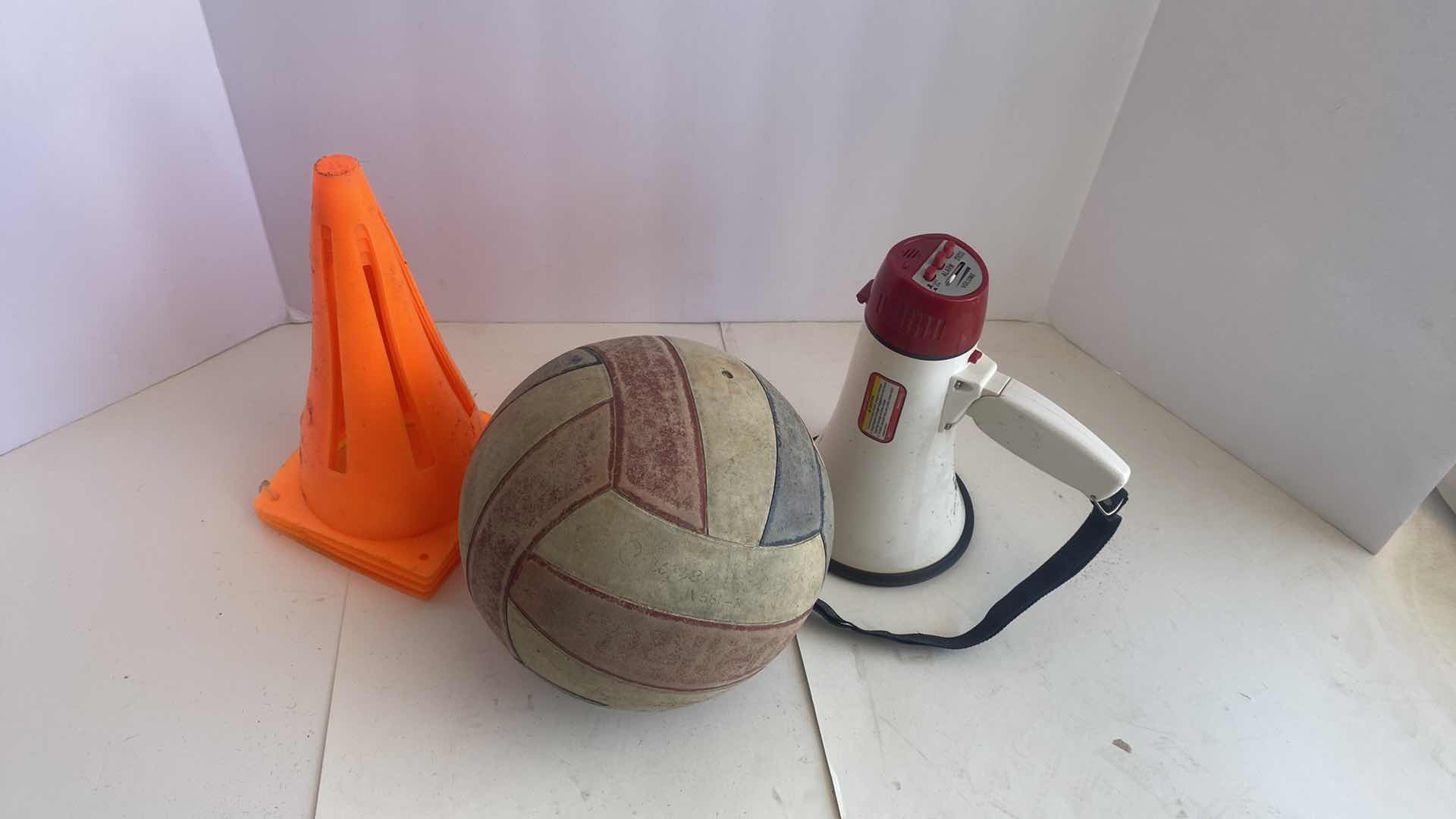 Photo 1 of CONES SOCCER BALL AND BULL HORN - NEEDS BATTERIES