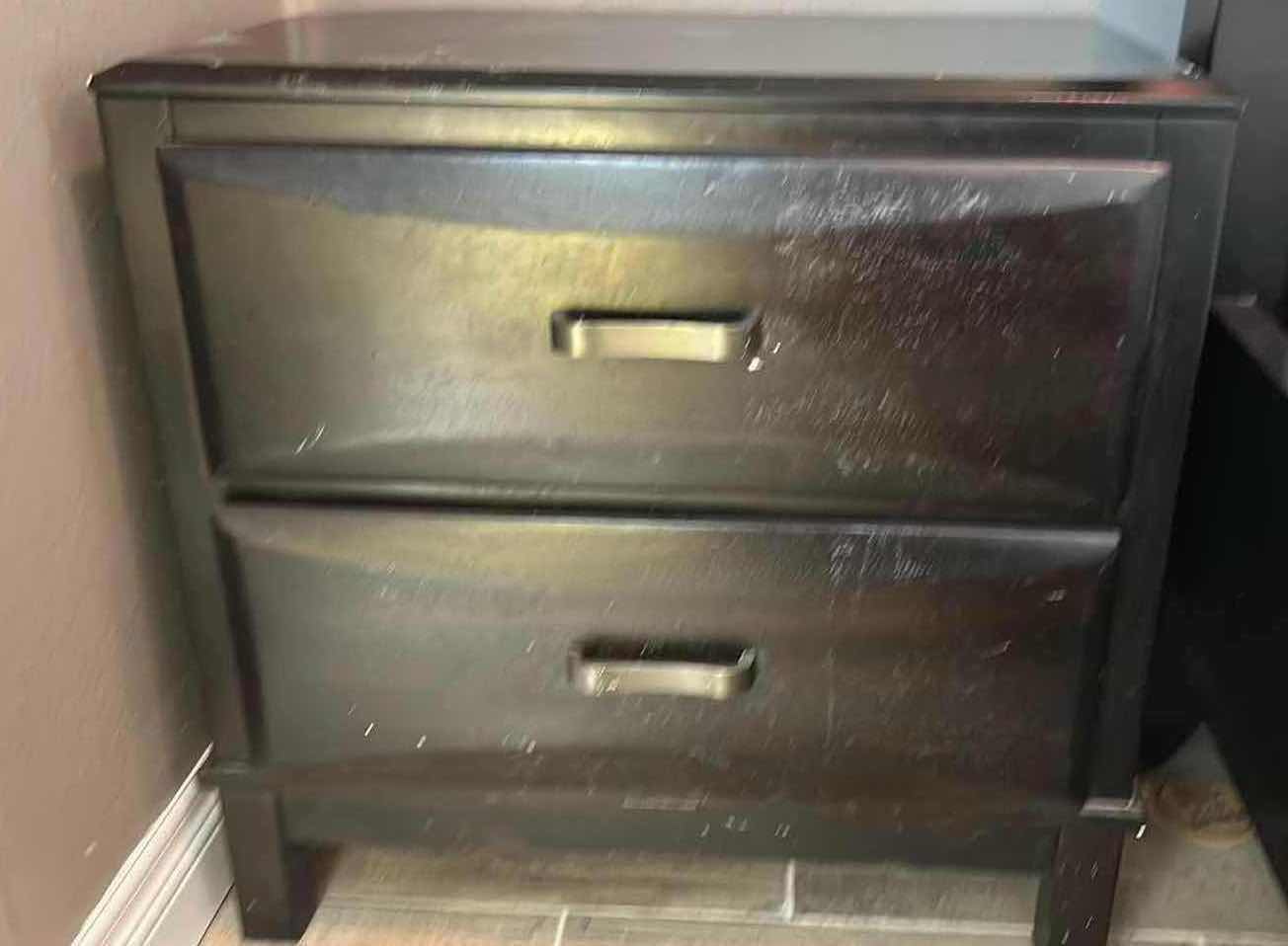 View 2 of BLACK WOOD 2 DRAWER NIGHT STAND 26 1/2“ x 16“ x H26 1/2 “