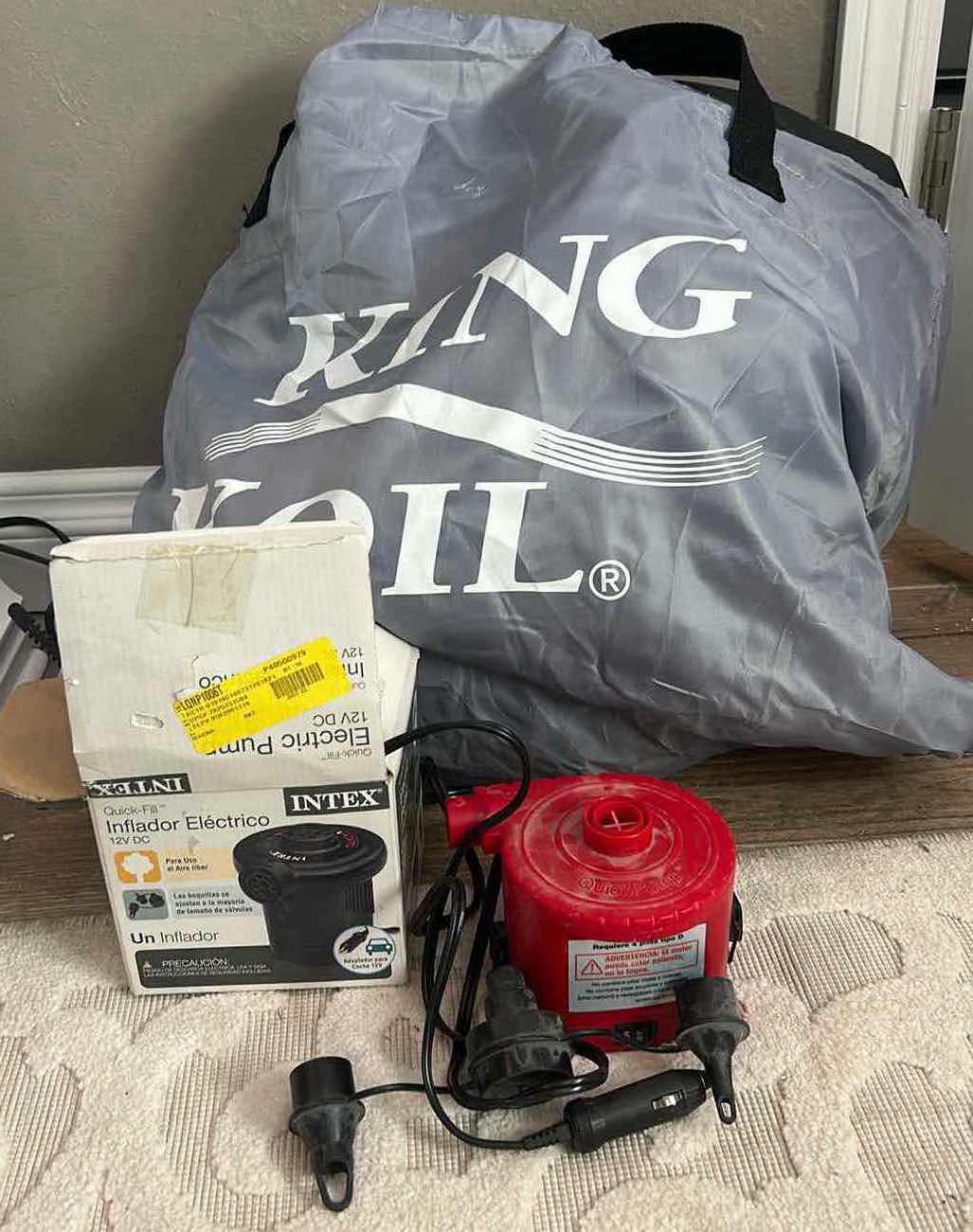 Photo 1 of KING KOIL BLOWUP MATTRESS AND TWO AIR PUMPS