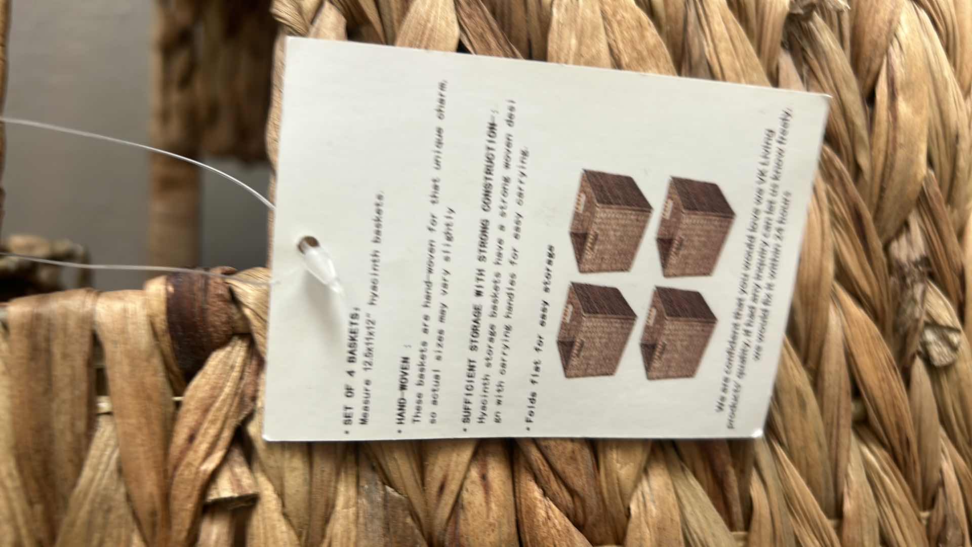 Photo 1 of FOUR WOVEN WICKER STORAGE BASKETS, THREE OF WHICH ARE COLLAPSIBLE.