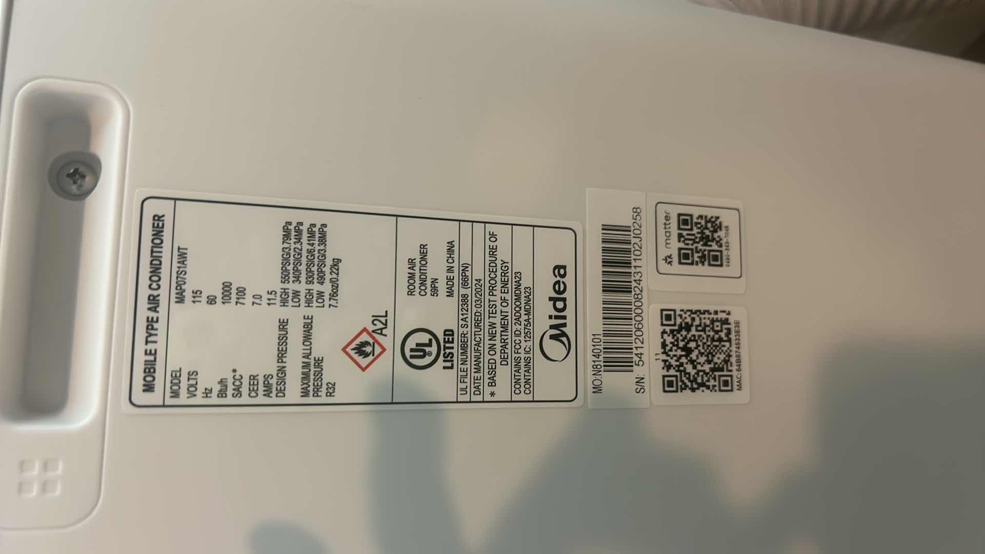 Photo 1 of MIDEA MOBILE TYPE AIR CONDITIONER UNIT