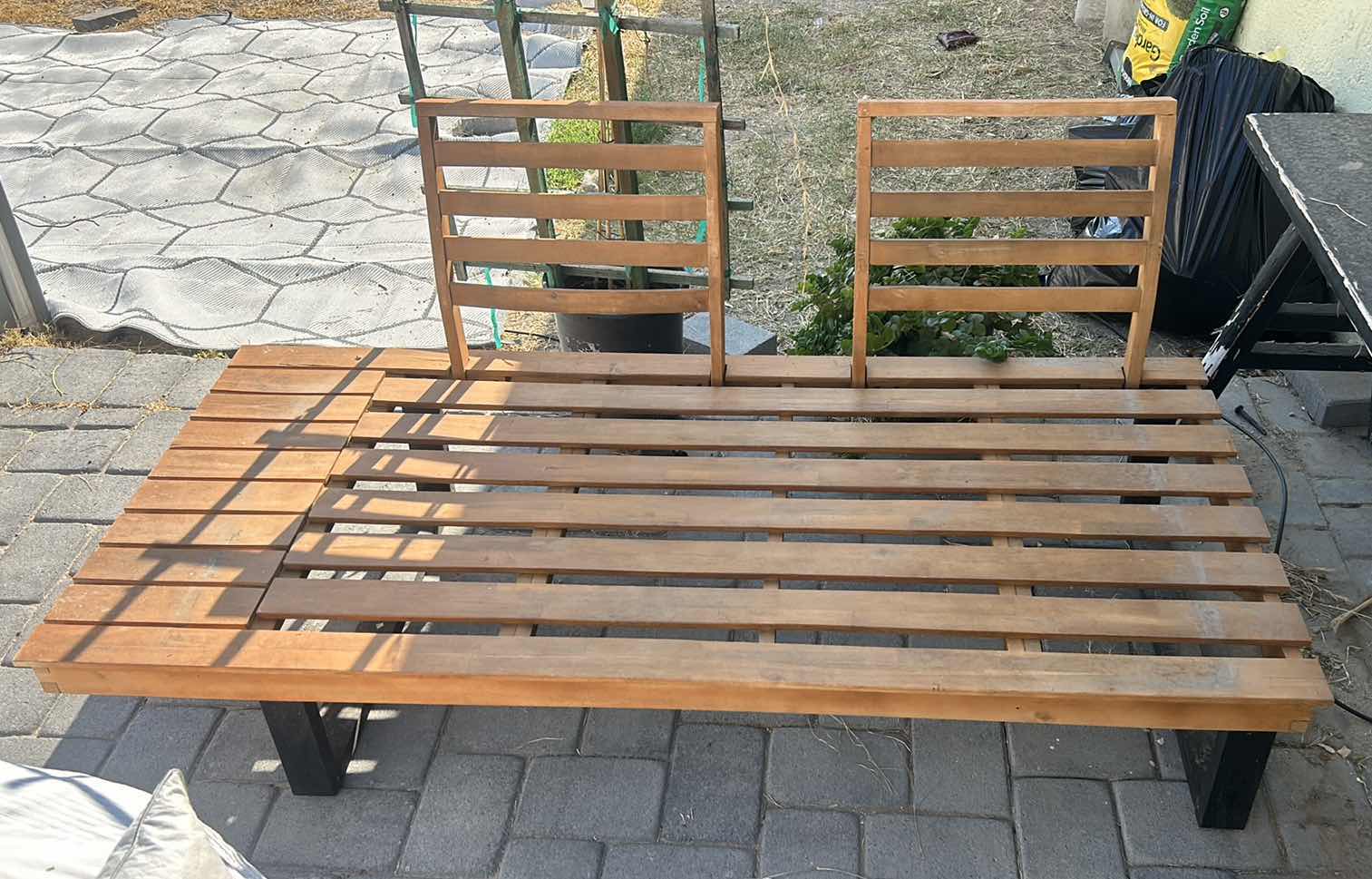 Photo 1 of WOOD OUTDOOR PATIO FURNITURE 64 1/2" X 29 3/4" X H. 29".