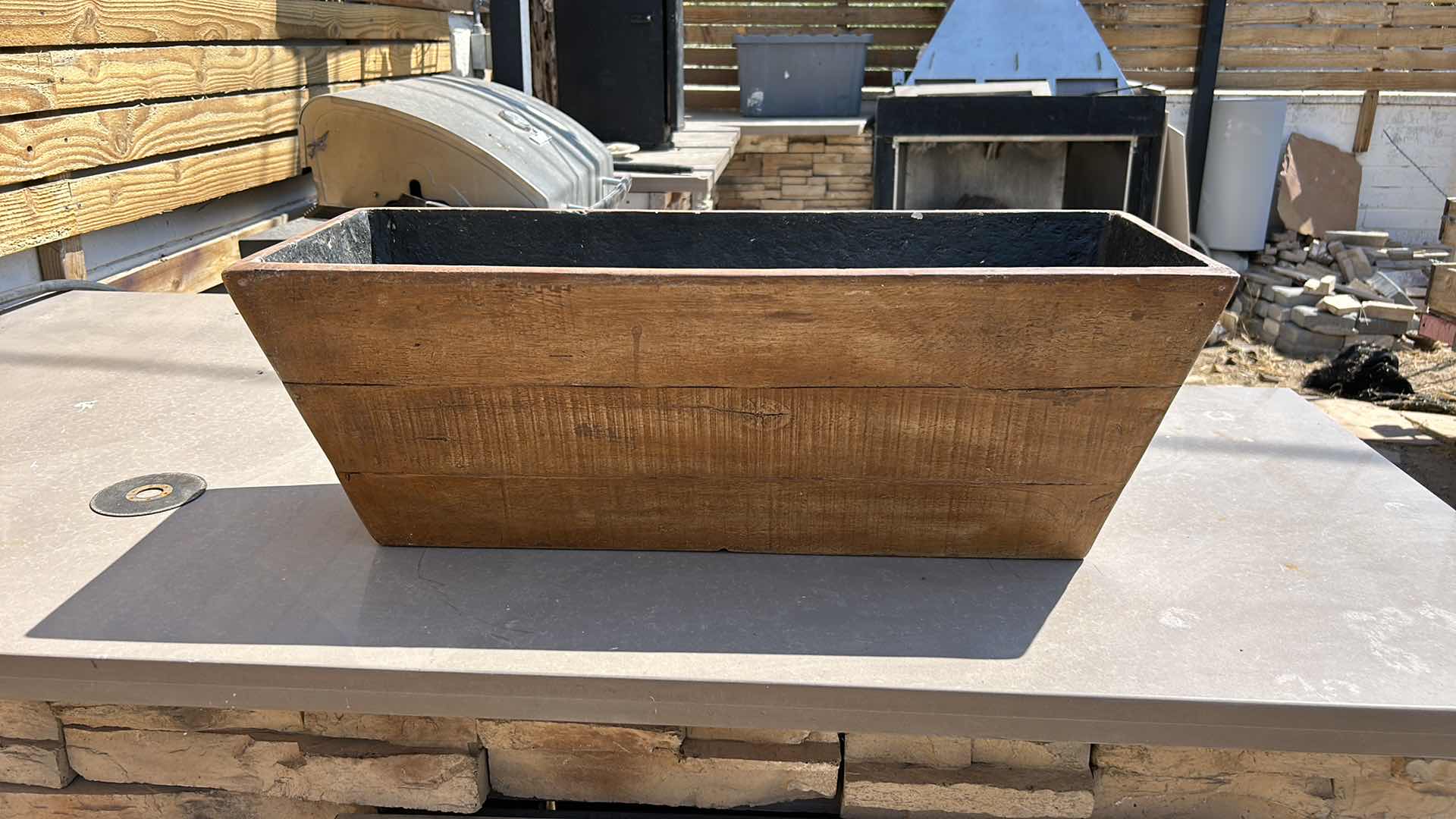 Photo 1 of HEAVY CLAY FAUX WOOD PLANTER 28” x 10” x H10”