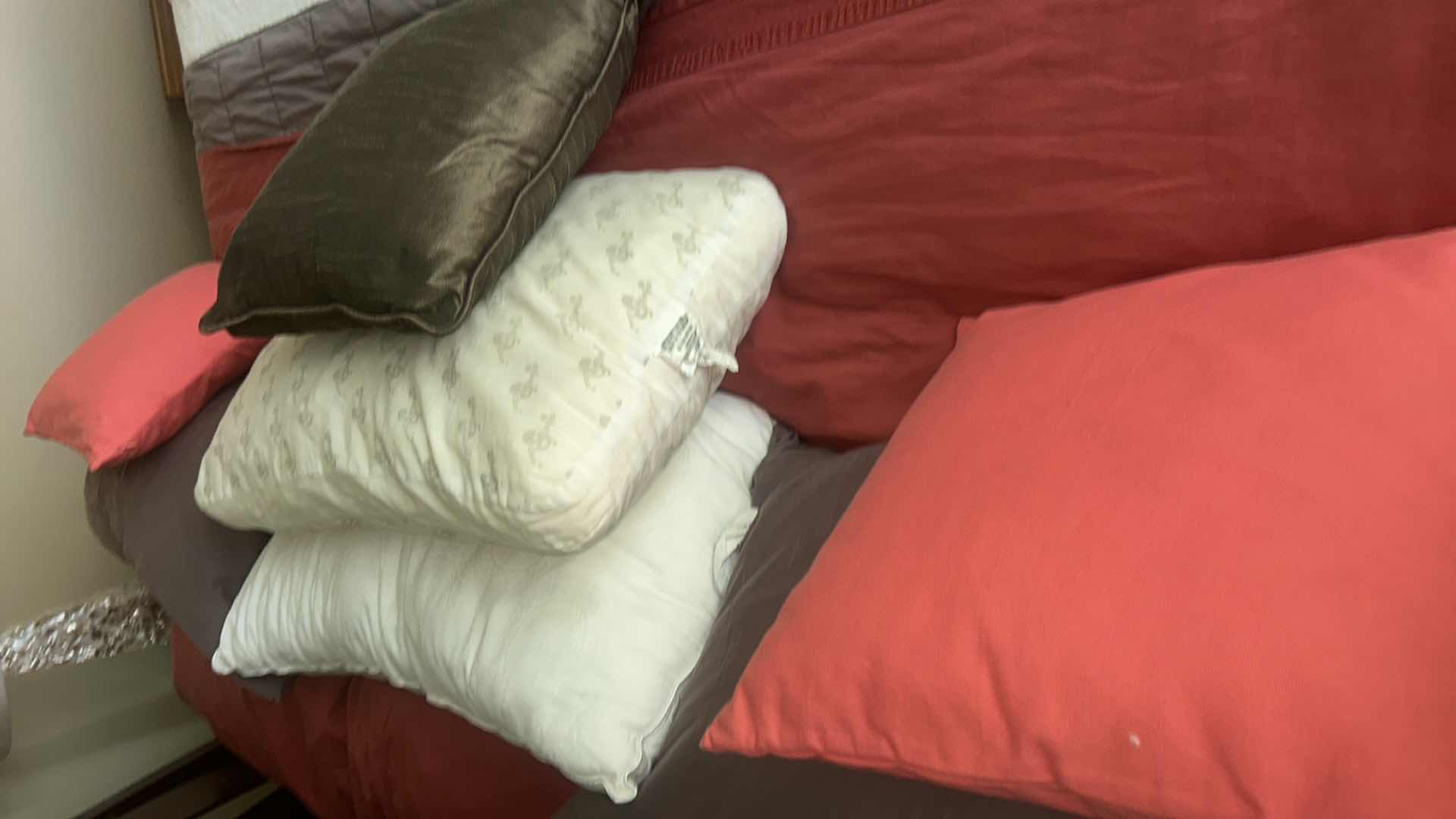 Photo 1 of BED ENSEMBLE- BLANKET,  SHEETS  AND 10 PILLOWS - CAL KING