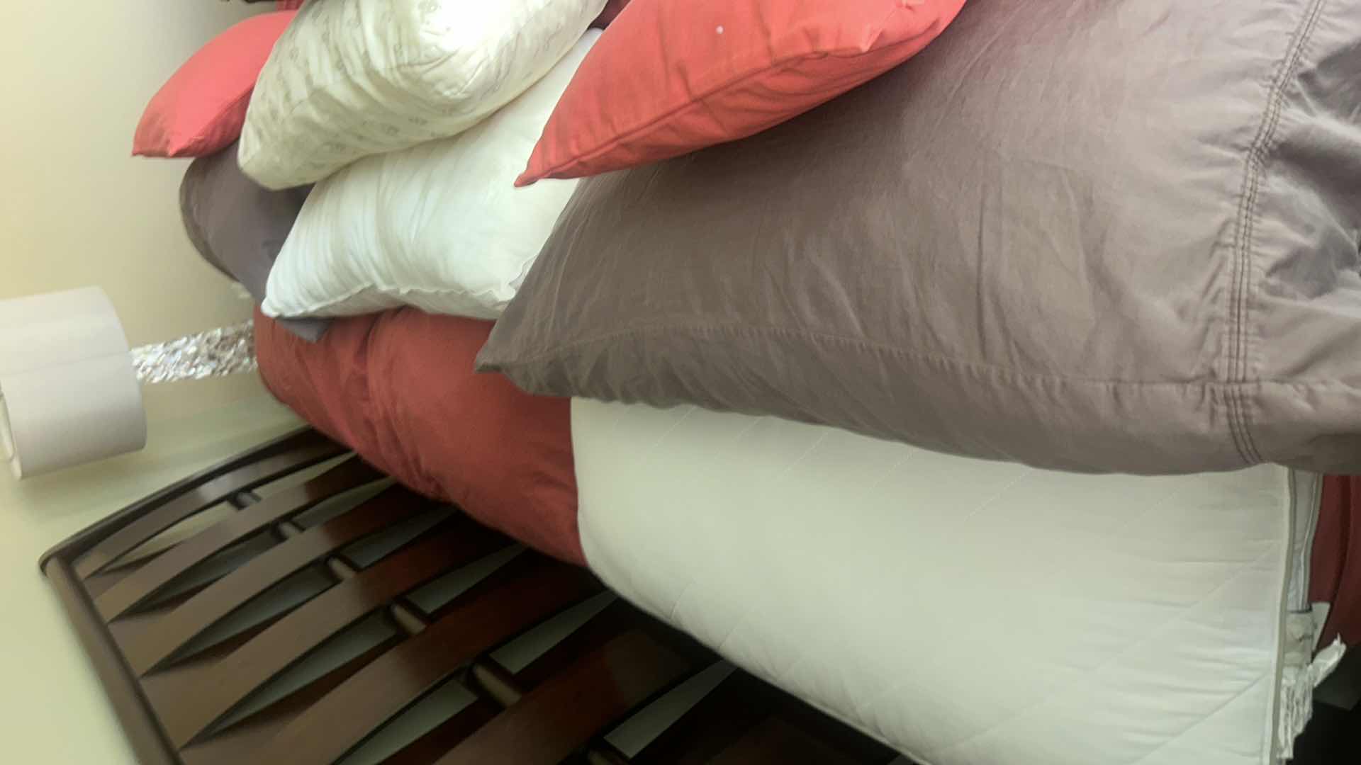 Photo 1 of BED ENSEMBLE- BLANKET,  SHEETS  AND 10 PILLOWS - CAL KING