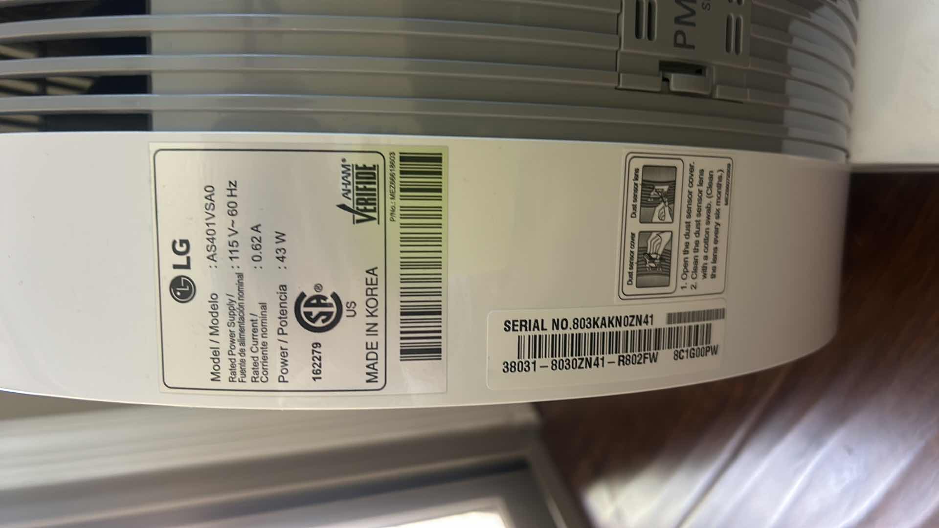 Photo 1 of LG PURICARE FAN WITH INDOOR AIR QUALITY GUIDE INDICATOR