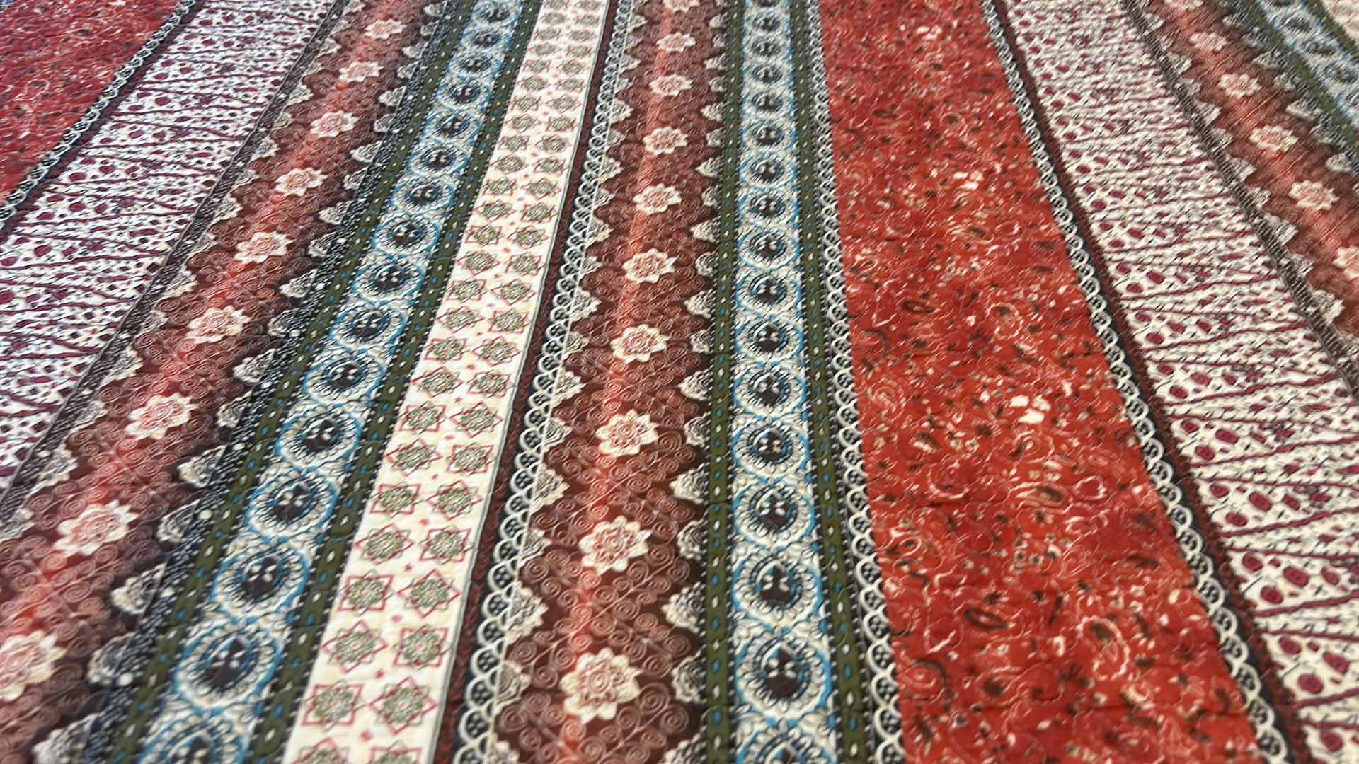 Photo 1 of NEWLAKE, COLORFUL, REVERSIBLE, QUEEN, QUILT, AND TWO PILLOWS.