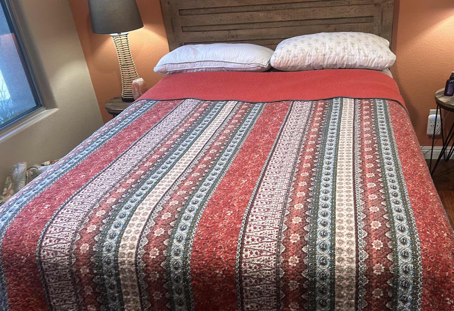 Photo 1 of NEWLAKE, COLORFUL, REVERSIBLE, QUEEN, QUILT, AND TWO PILLOWS.