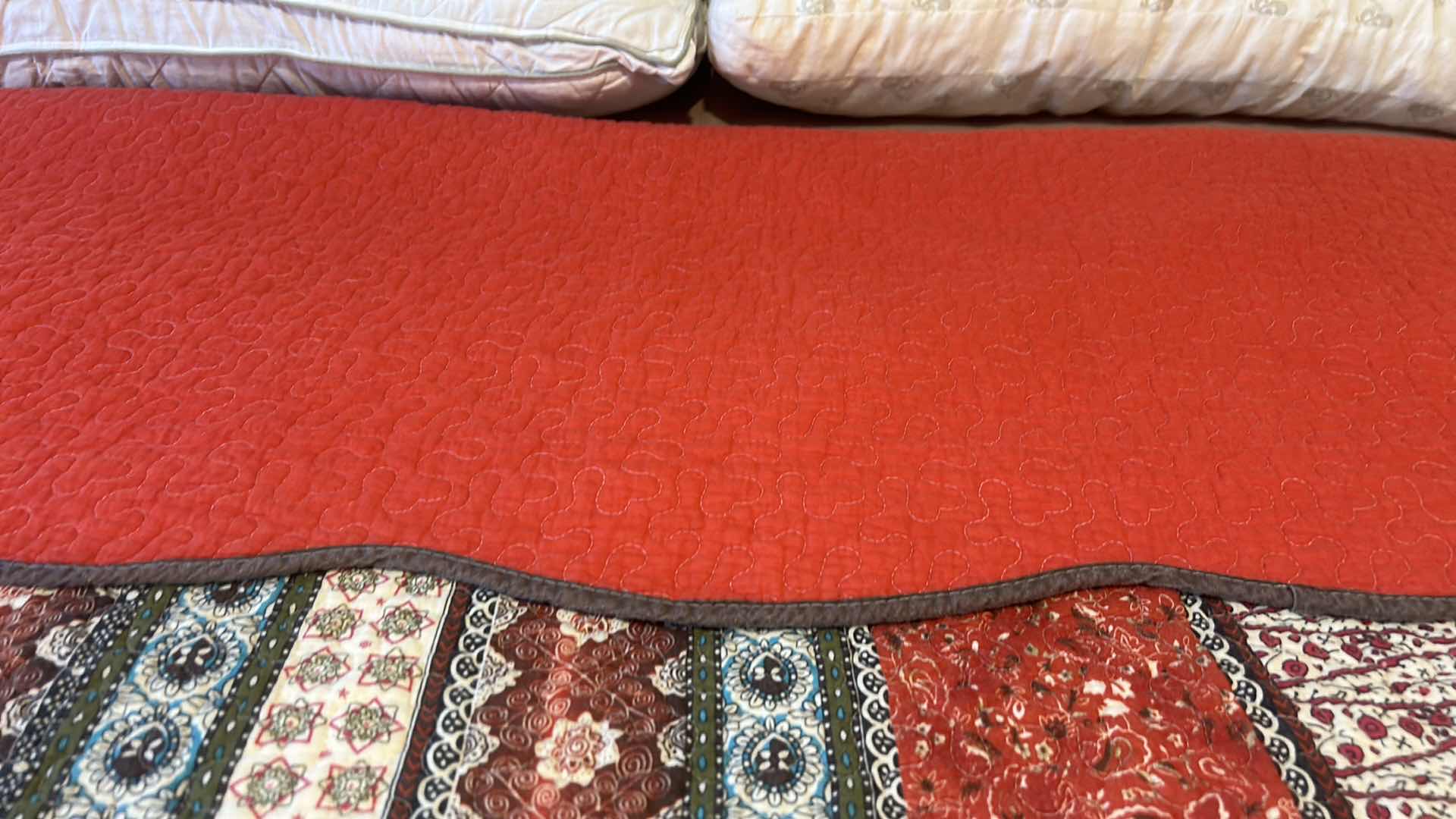 Photo 1 of NEWLAKE, COLORFUL, REVERSIBLE, QUEEN, QUILT, AND TWO PILLOWS.