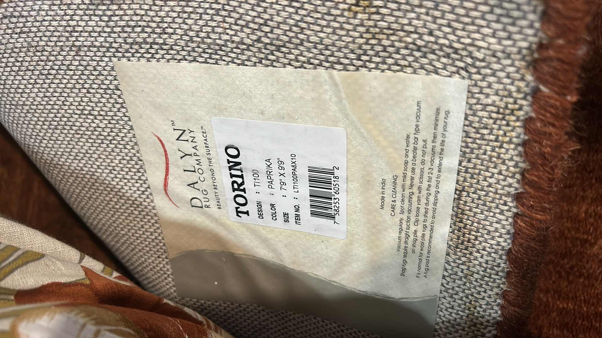 Photo 1 of DALYN RUG COMPANY TORINO "PAPRIKA" AREA RUG 7' 9" x 9' 9"