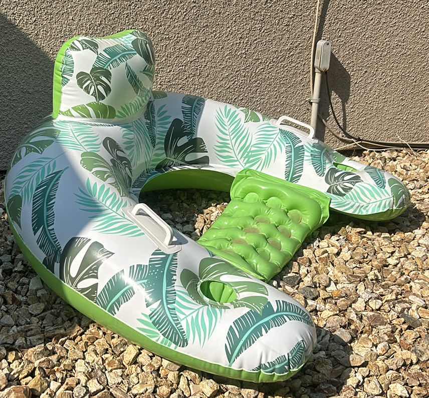 Photo 1 of ADULT SIZE BLOW UP POOL FLOATY WITH HANDLES AND BACKREST.