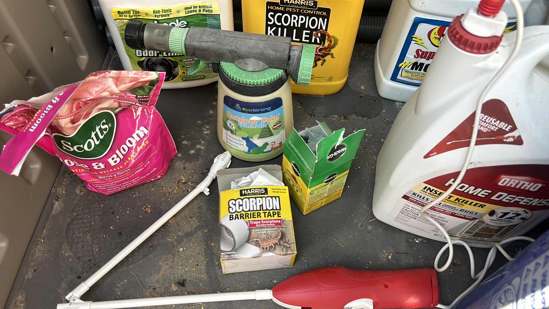 Photo 1 of HOME DEFENSE CHEMICALS AND BARRIER, PLUS GARDENING SUPPLEMENTS, AND TWO LARGE LOWE'S BUCKETS.
