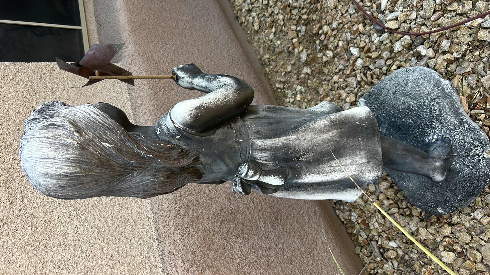 Photo 1 of LIGHTWEIGHT RESIN  "LITTLE GIRL BLOWING PINWHEEL" STATUE H40"