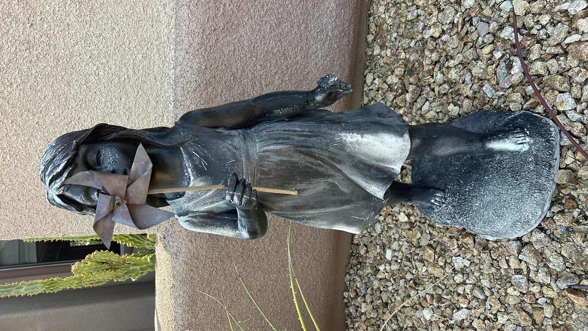 Photo 1 of LIGHTWEIGHT RESIN  "LITTLE GIRL BLOWING PINWHEEL" STATUE H40"