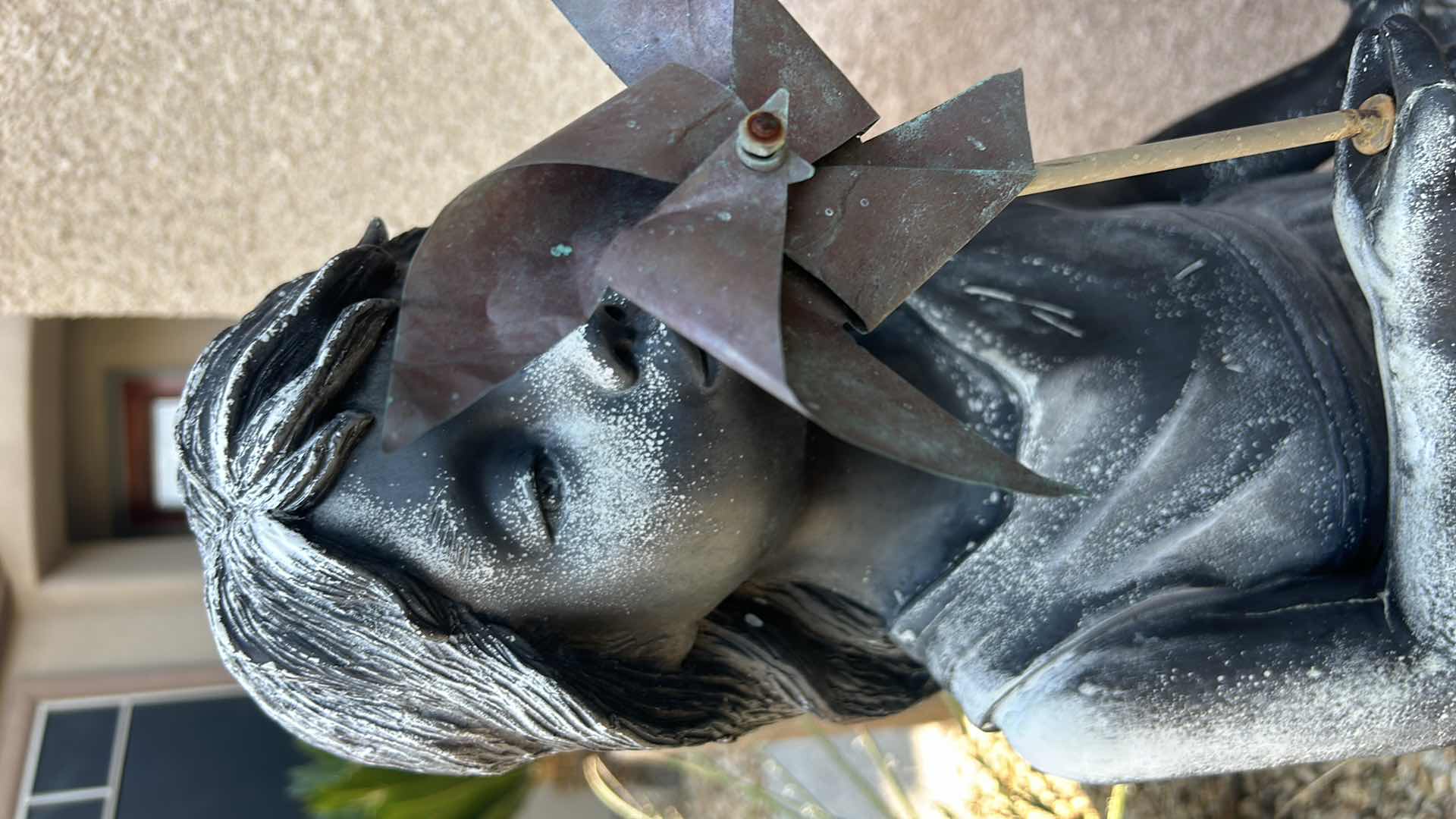 Photo 1 of LIGHTWEIGHT RESIN  "LITTLE GIRL BLOWING PINWHEEL" STATUE H40"