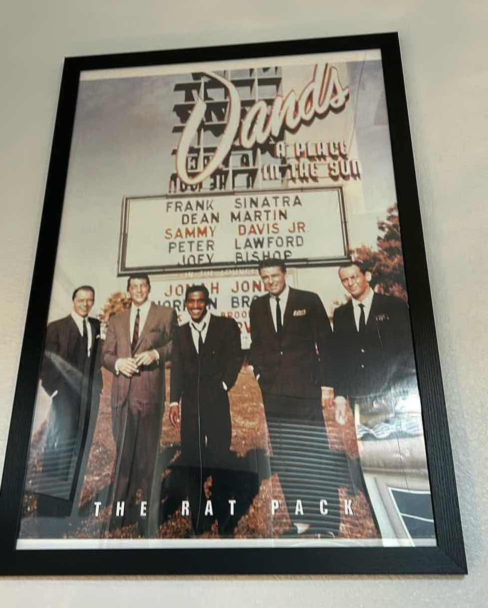 Photo 2 of BLACK FRAMED "THE RAT PACK AT THE SANDS CASINO"  ARTWORK  26" x H38"
