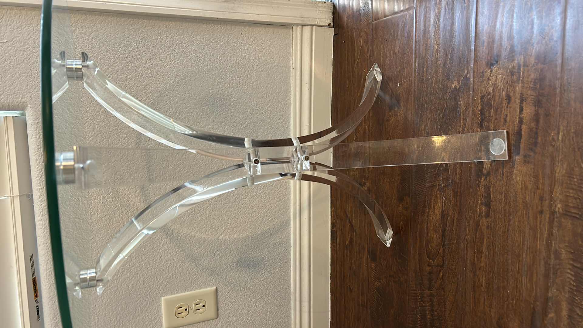 Photo 1 of MODERN ACRYLIC ACCENT TABLE W GLASS TOP 18" x H21 1/4"