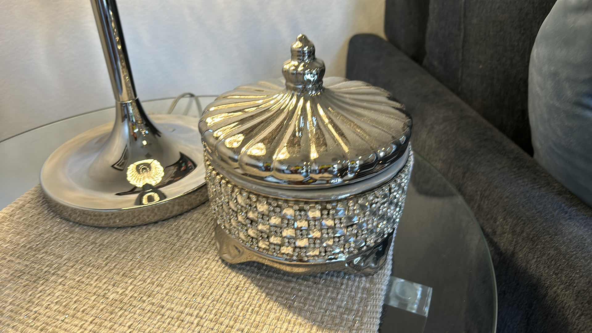 Photo 1 of JEWELED LAMP H25" & COVERED DISH