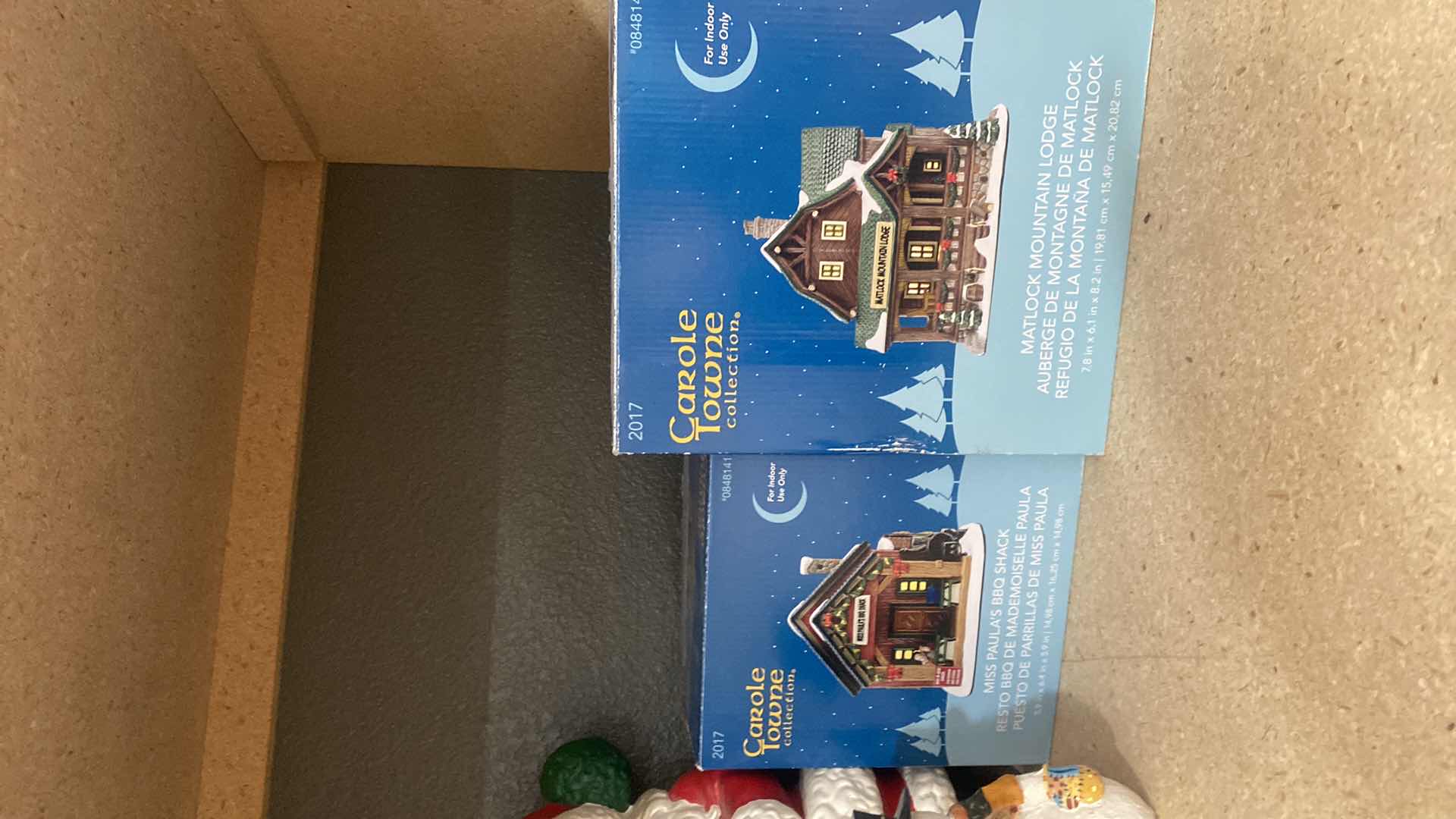 Photo 1 of GARAGE CABINET SHELF - 7 HOLIDAY WREATH CERAMIC SANTAS & VILLAGE SHACK & LODGE