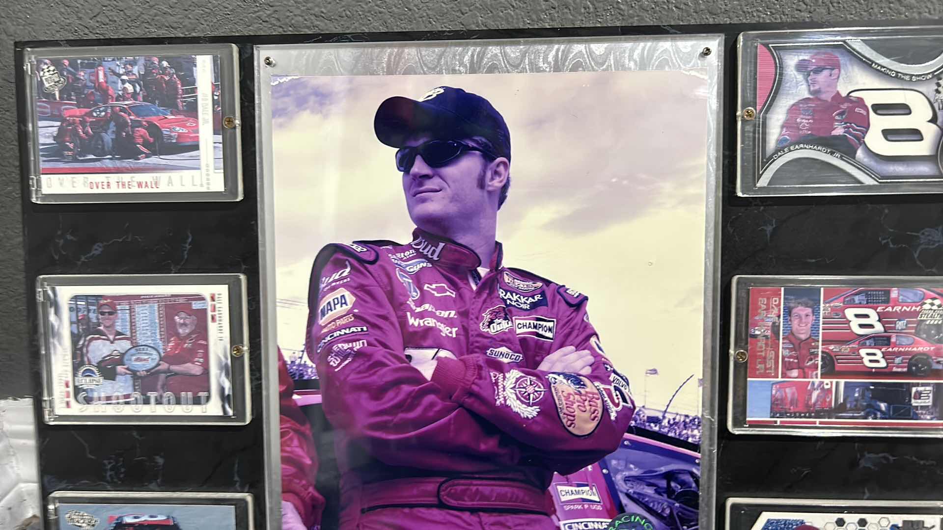 Photo 1 of DALE EARNHARDT COLLECTIBLE MEMORABILIA, SPORTS CARDS, AND MORE. 18“ x H16“