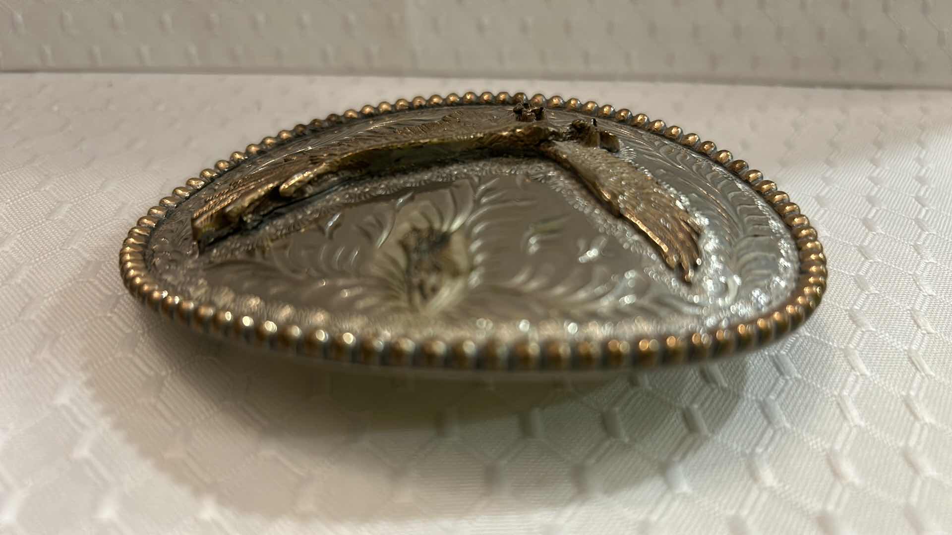 Photo 1 of HAND-MADE, HAND-FORGED, GOLD AND SILVER TONE AMERICAN EAGLE BELT BUCKLE.
