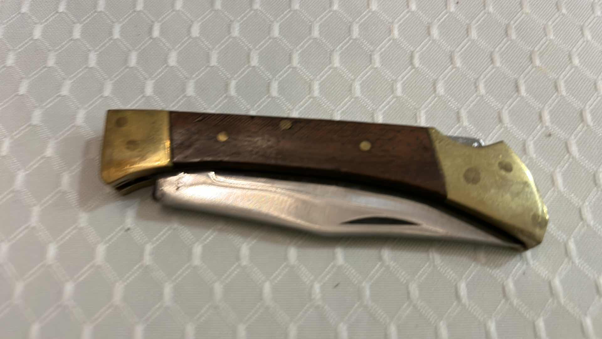 Photo 1 of MENS CUFF LINKS, POCKET KNIFE, WOOD BLOCK