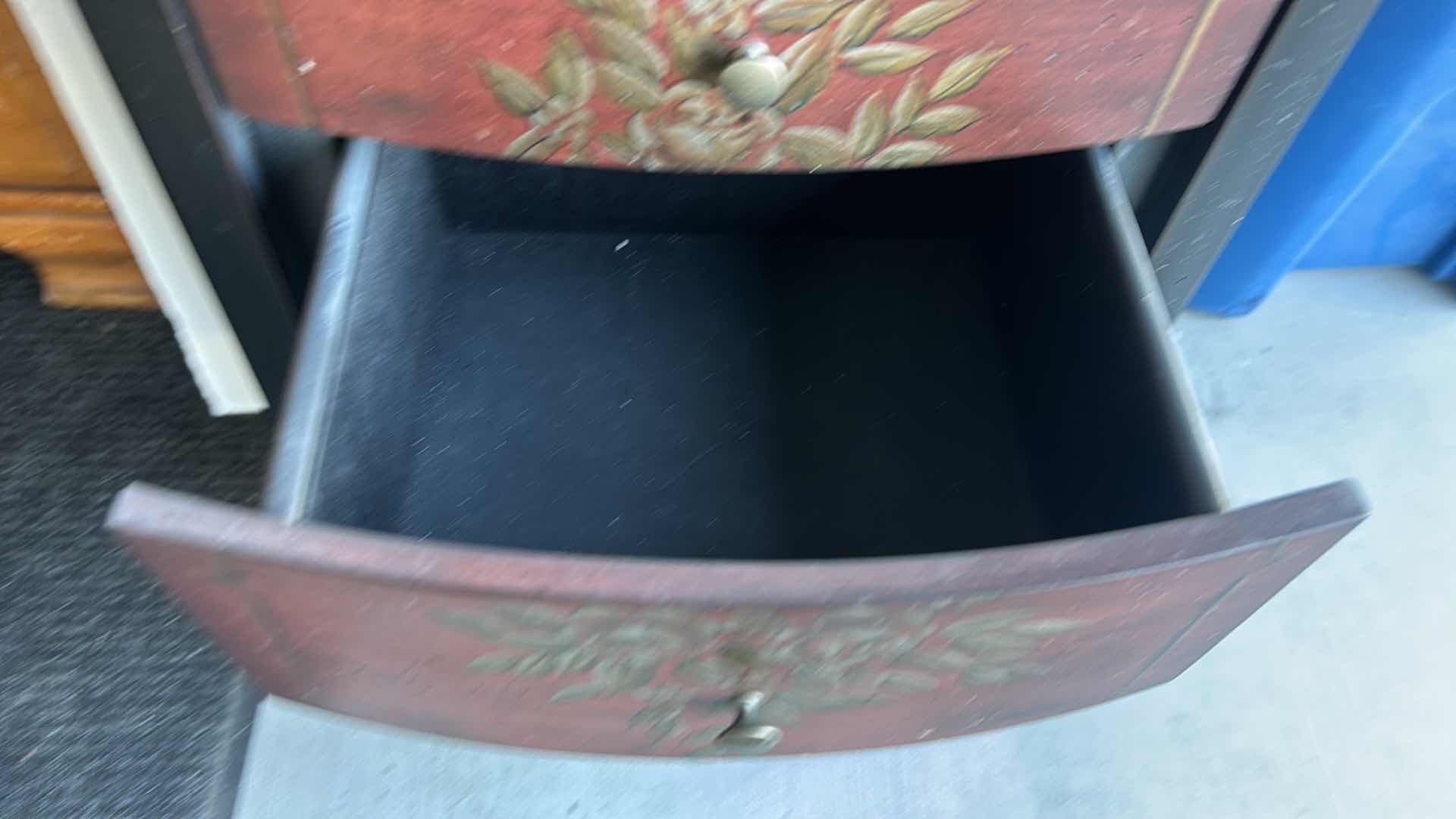 Photo 1 of HOME FURNISHINGS AND ACCESSORIES - HAND PAINTED 6 DRAWER, 2 DOOR, WOOD JEWELRY BOX 40” X 19.5” X 13.5”.