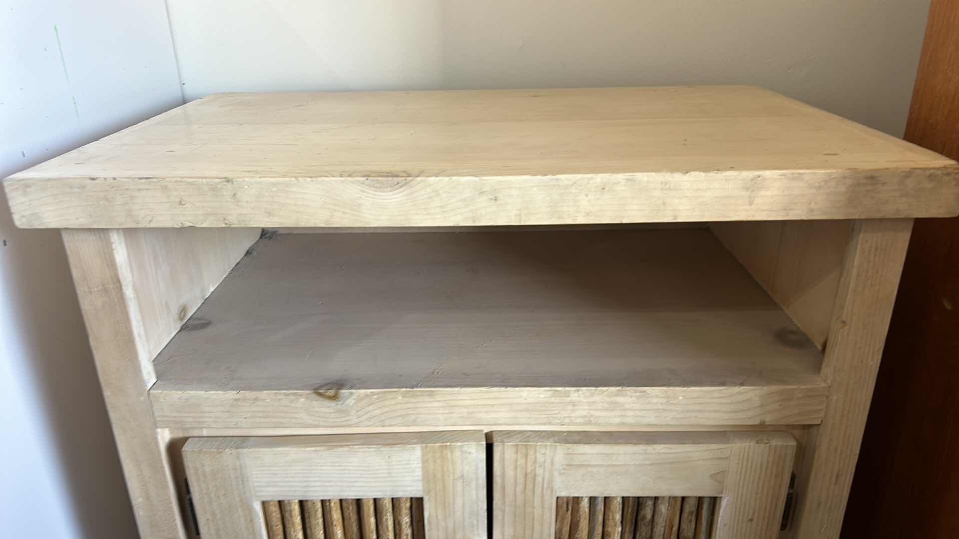 Photo 1 of HOME FURNISHINGS - RAW WOOD RUSTIC CABINET-TV STAND 27” X 16 1?2” X H26”.