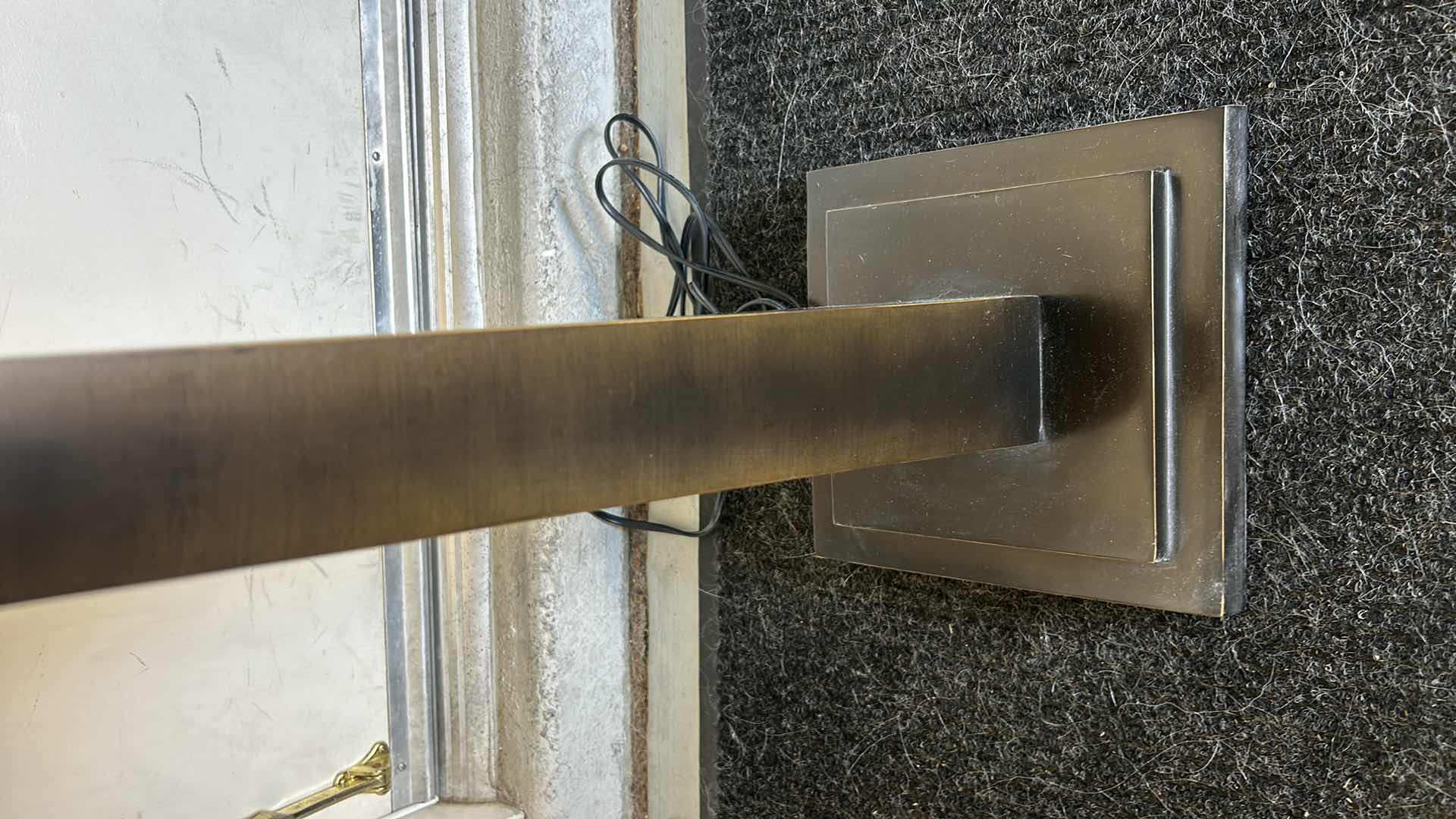 Photo 1 of HOME ACCESSORIES, 4-FOOT FLOOR LAMP, BLACK/BRONZE METAL BASE, IVORY LINEN SHADE.